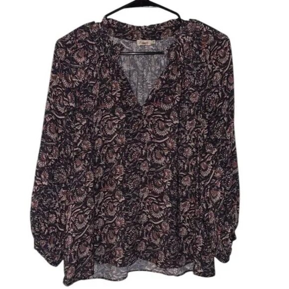Faherty Portia Top In Artisan Block Print Size XS - Picture 1 of 6